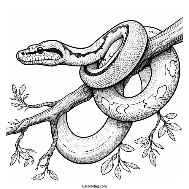 Black-Headed Python Hanging From Tree