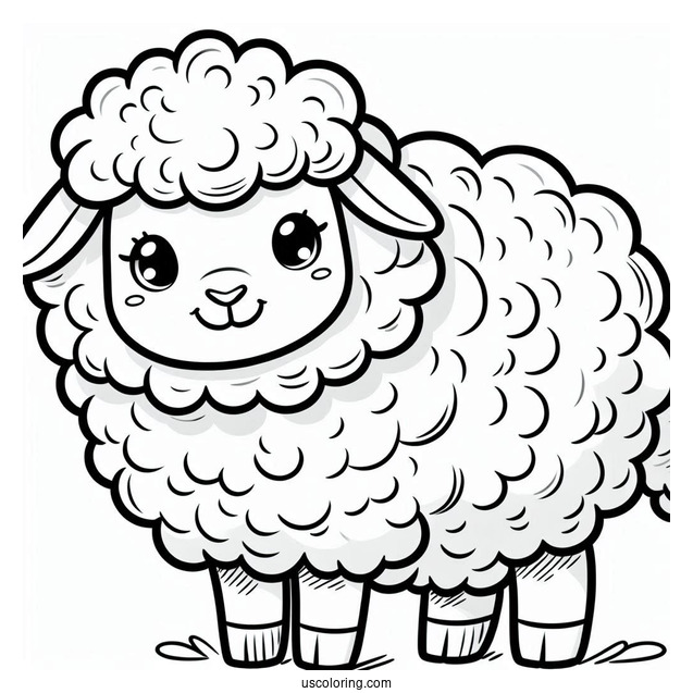 Big Fluffy Sheep Coloring Sheet