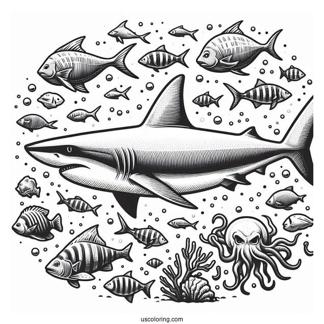 Blacktip Shark Coloring Page Family
