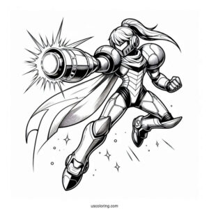 Super Smash Bros Coloring Page Of Easy Samus Aran Outline