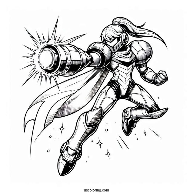 Super Smash Bros Coloring Page Of Easy Samus Aran Outline