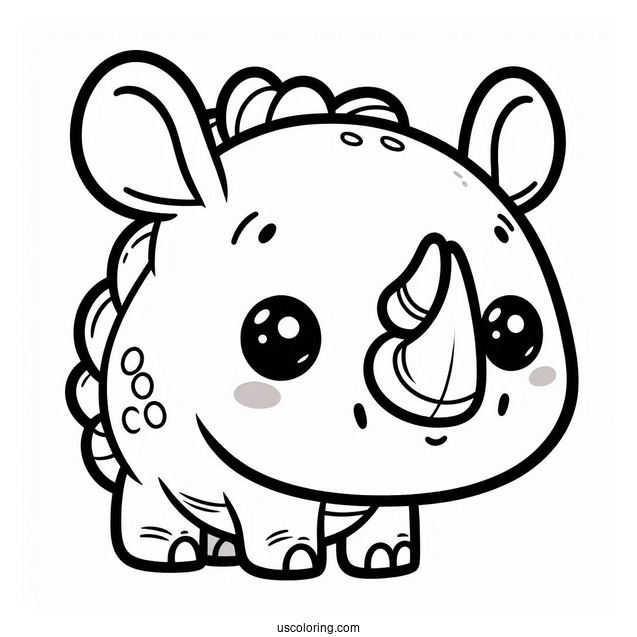 Kawaii Themed Rhino Coloring Sheet