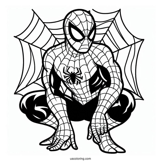 Easy Cartoon Spider-Man Coloring Sheet For Kids