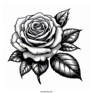 Realistic Rose Coloring Page