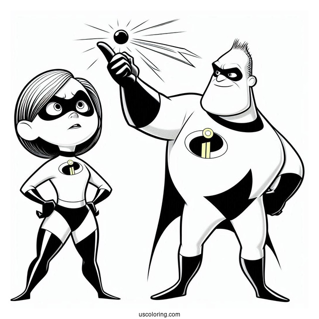 Pixar Coloring Page of The Incredibles With Syndrome And Frozone