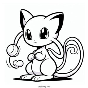 Mew Coloring Page With Mewtwo