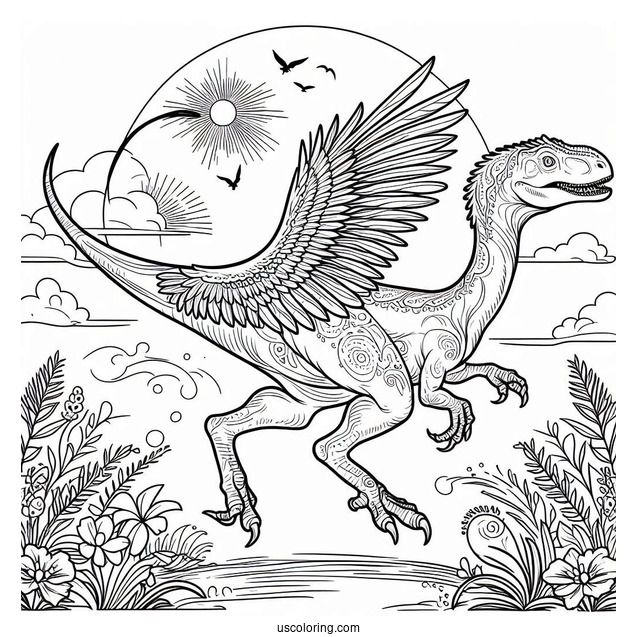 Running Oviraptor Coloring Sheet For Kids
