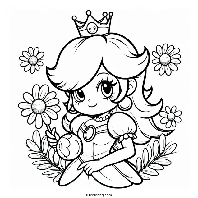 Princess Rosalina Coloring Page With Peach, And Daisy