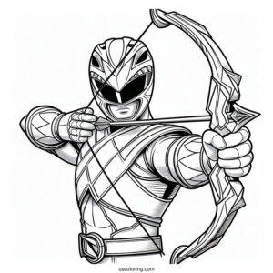 Power Ranger Holding Bow Coloring Sheet