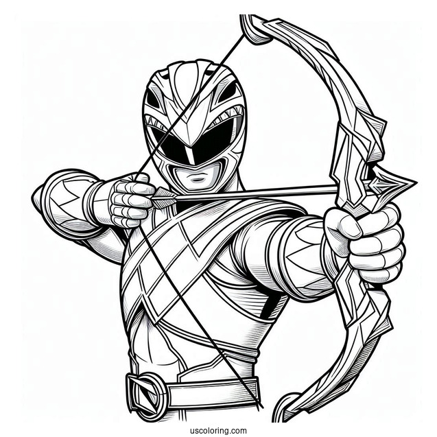 Power Ranger Holding Bow Coloring Sheet