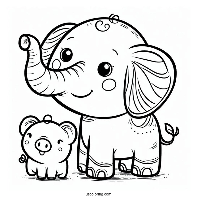 Elephant And Piggie Coloring For Preschoolers