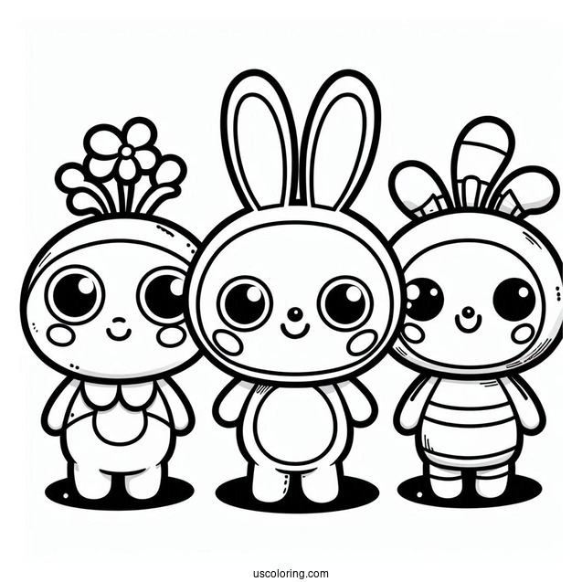 Pororo Coloring Page Of Petty, Crong, Harry, Tongtong, Eddy, Poby, Rody, And Loopy