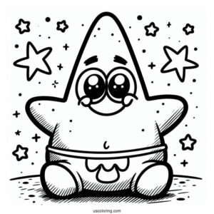 Patrick Star Coloring Page Grinning On The Floor