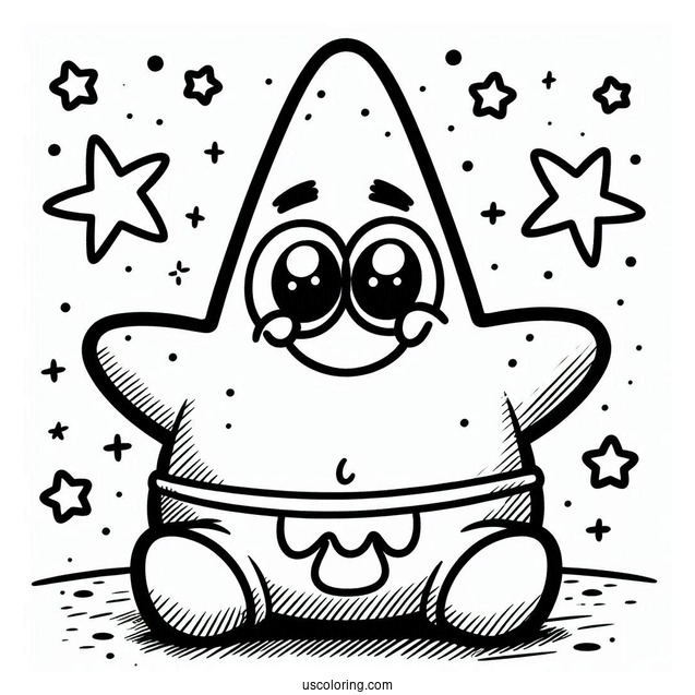Patrick Star Coloring Page Grinning On The Floor