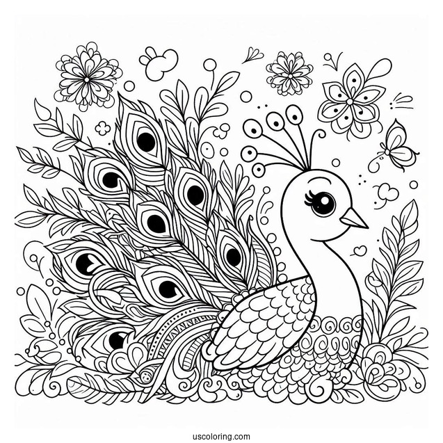Cute Peacock Coloring In