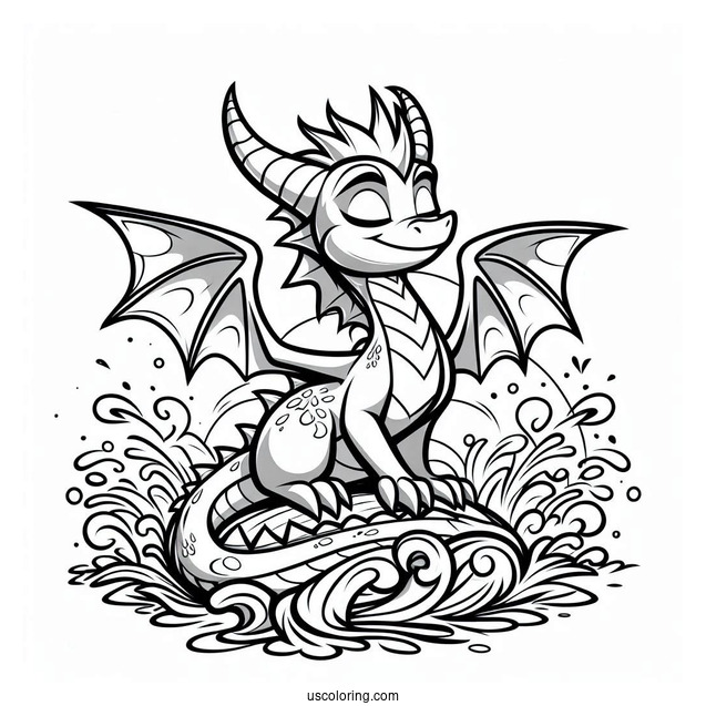 Sypro Coloring Page Detailed Cynder On A River