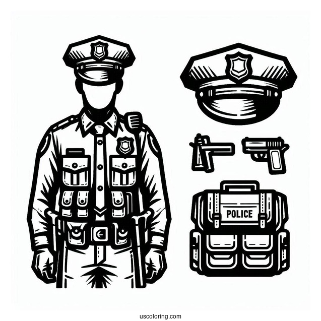 Black Police Officer Coloring Page