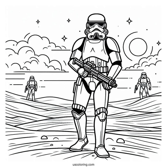 Stormtrooper Coloring Page Shocktrooper Standing In The Desert