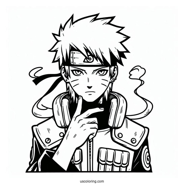 Easy Kakashi Coloring Page And Naruto Outline For Kids