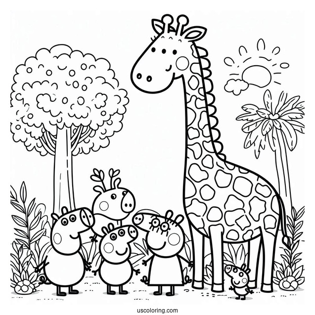 Gerald Giraffe With Family And Peppa
