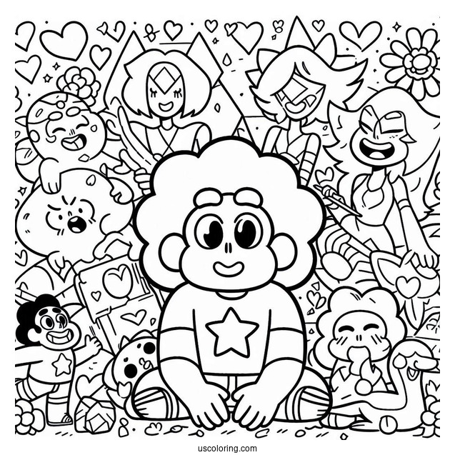 Happy Adult Steven Universe Coloring Page For Preschoolers