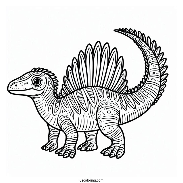 Cute Spinosaurus Coloring Page Outline For Kids