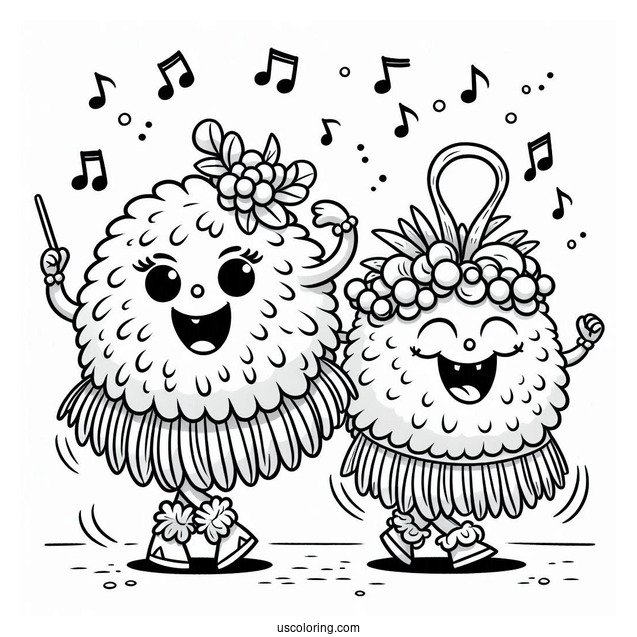 My Singing Monsters Coloring Page Of Pompom And Hoola Dancing For Kids