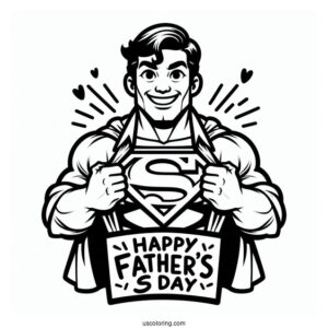 Mighty Superman With A Happy Father's Day Coloring Page Of Sign