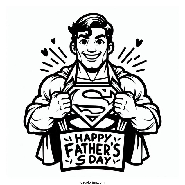 Mighty Superman With A Happy Father's Day Coloring Page Of Sign