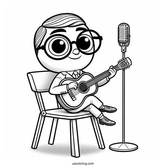 Sing Coloring Page Of Gunter Posing With Chair For Kids