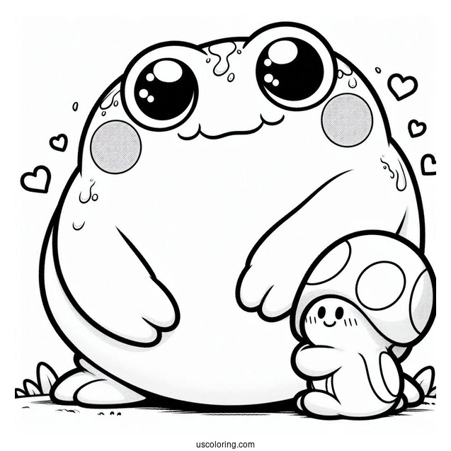 Toad Hugging Shy Guy Coloring Page