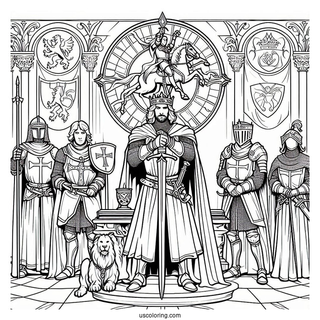 Coloring Page Of King Arthur And Knights Of The Round Table