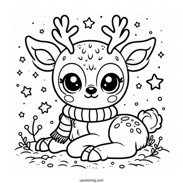 Cute Baby Reindeer To Color For Kids