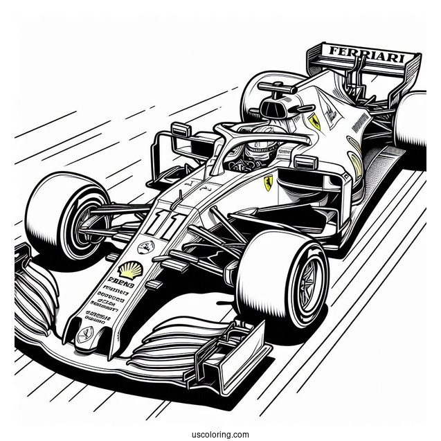 F1 Coloring Page Ferrari Race Car