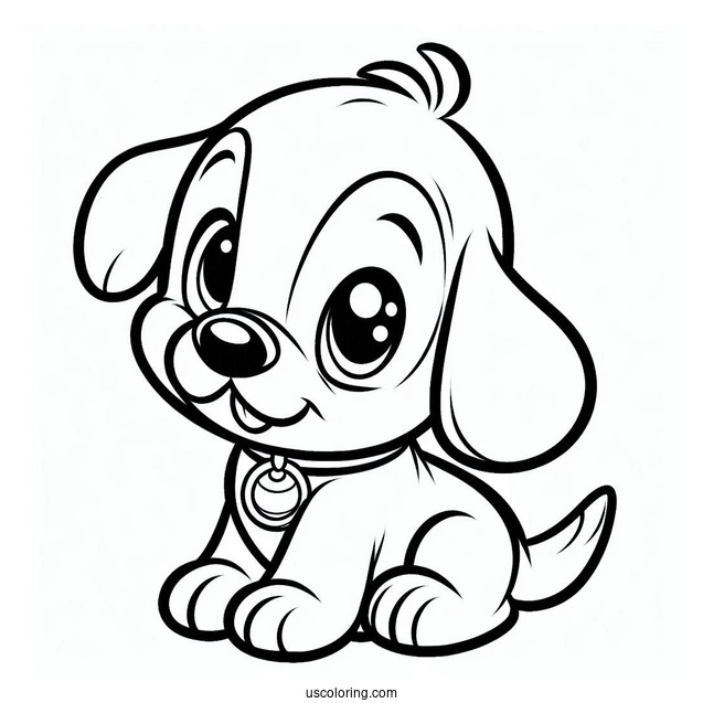Cute Coloring Page Of Puppy Pluto For Kids