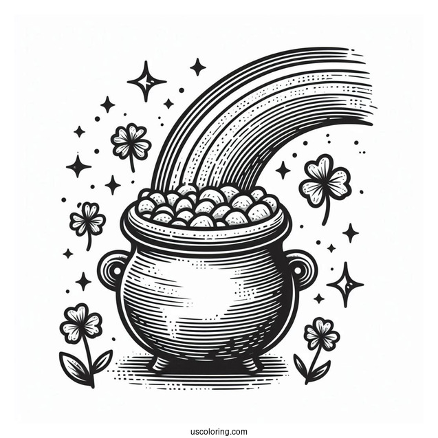 Simple Pot Of Gold At End Of The Rainbow For Kids