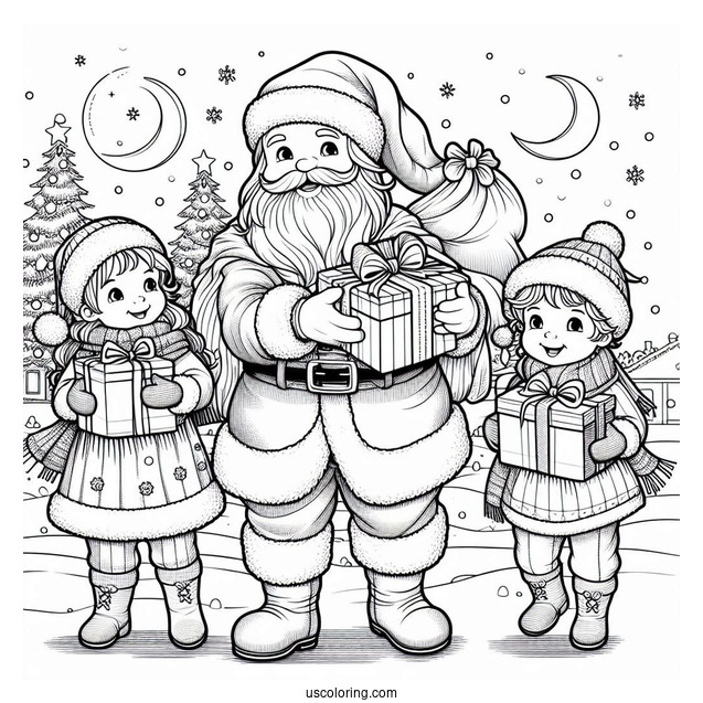 Santa Claus Holding Gifts For Children