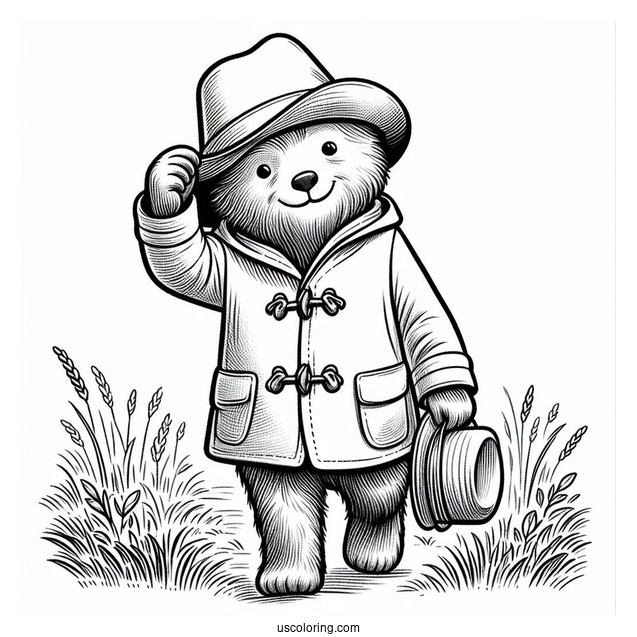 Paddington Coloring Page Tipping His Hat For Preschoolers