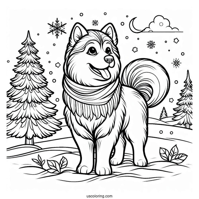 Husky In The Snow Coloring In