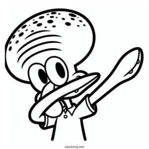 Easy Outline Of Squidward Coloring Page Dabbing For Kids