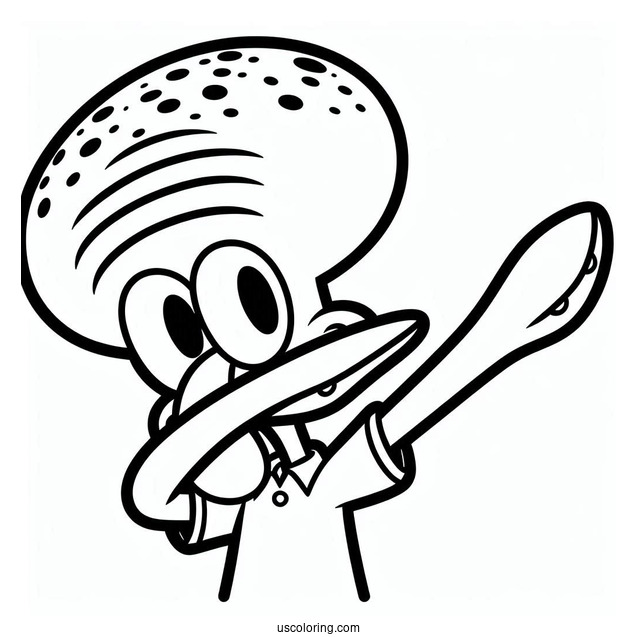 Easy Outline Of Squidward Coloring Page Dabbing For Kids