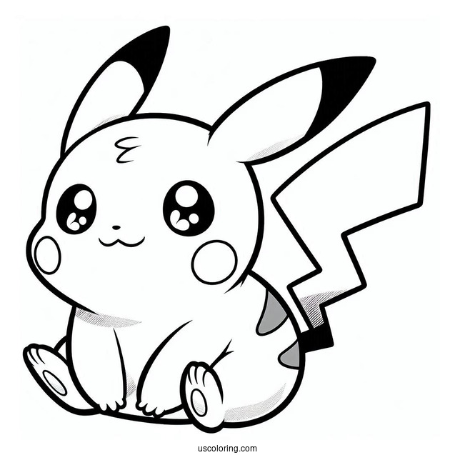Big-Eyed Pikachu Coloring Sheet
