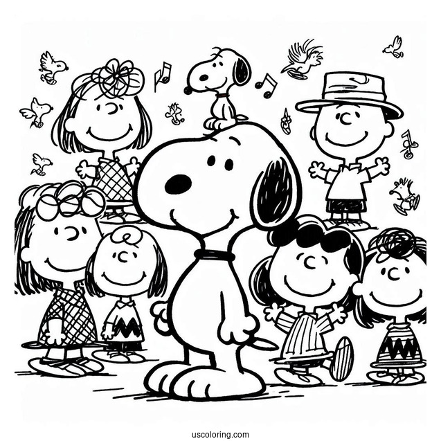 Snoopy And Peanuts Gang To Color