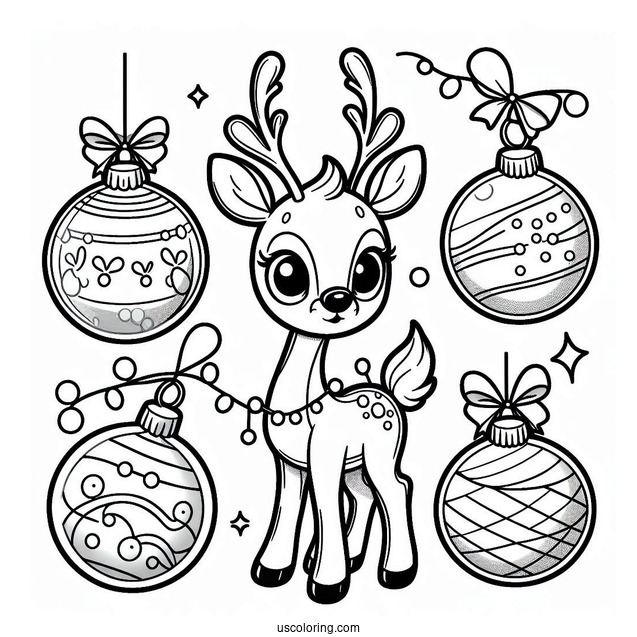 Christmas Ornaments Coloring Page Of Rudolph The Reindeer Bauble