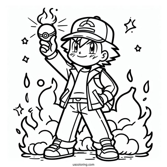 Coloring Page Of Ash From Pokemon