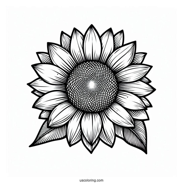 Sunflower With Big Petals For Coloring