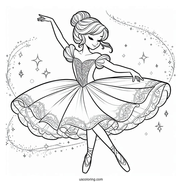 Cinderella Ballerina Coloring Page