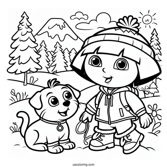 Dora With Boots And Friend During Winter