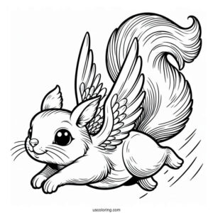 Simple Squirrel Coloring Page Gliding In the Air