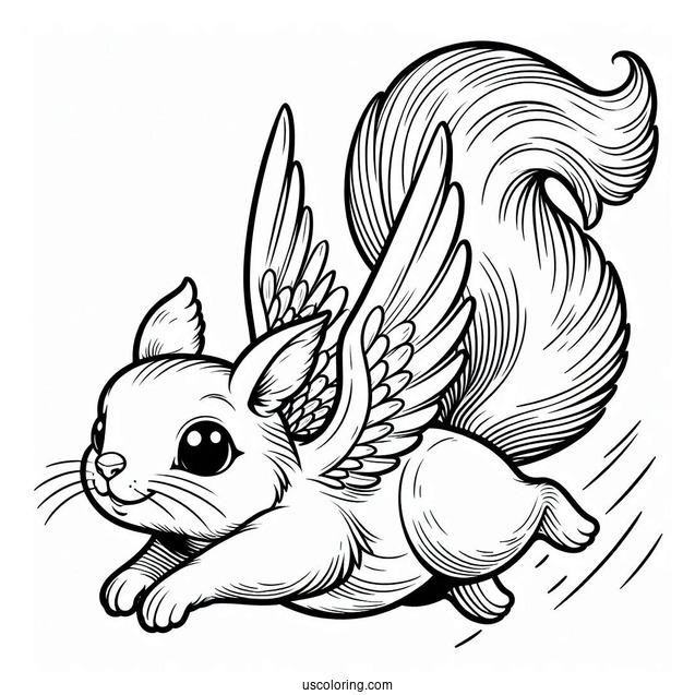 Simple Squirrel Coloring Page Gliding In the Air